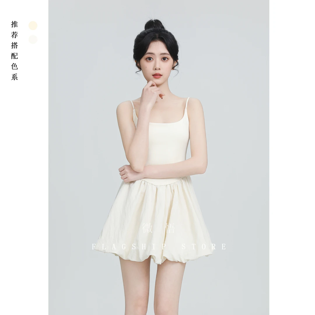 法式吊带连衣裙女夏2025新款芭蕾风显瘦蓬蓬花苞裙小个子A字短裙