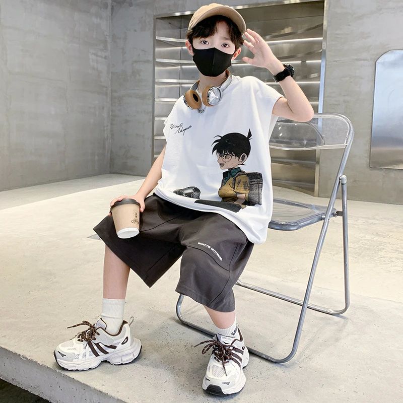 男童夏装无袖套装2025新款中大童痞帅风男孩夏季儿童运动背心潮流