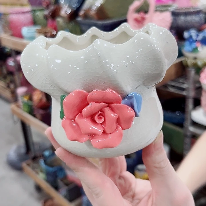 有孔.凑单10元陶瓷花盆发货！