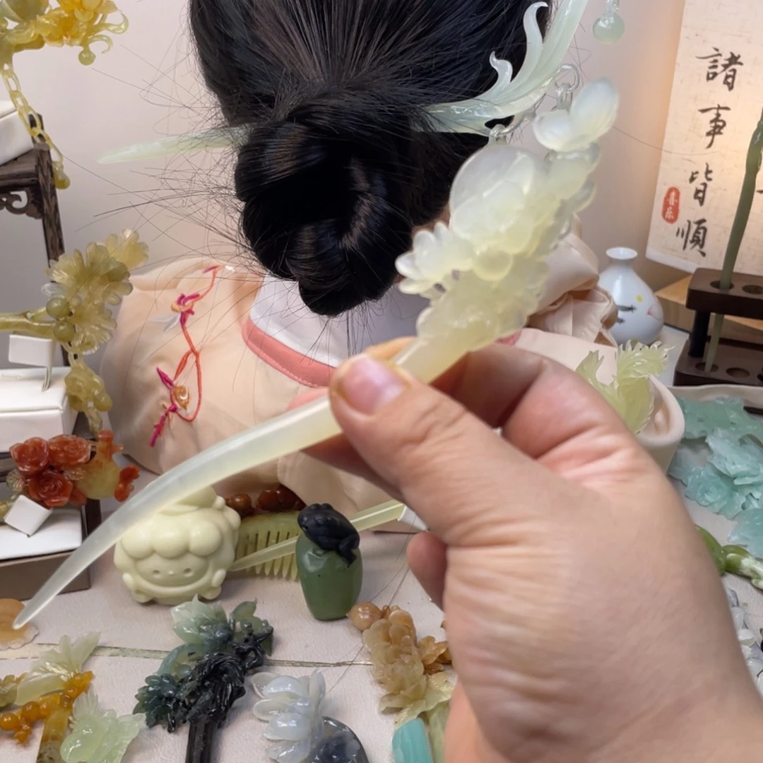 蛇纹石玉合金发饰