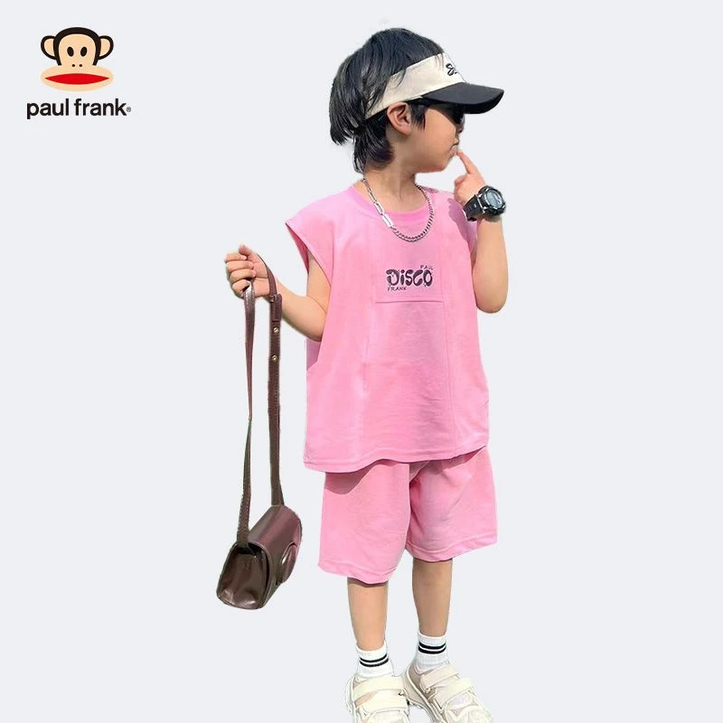 227【品牌尾货】男童夏装套装2025新款时髦男孩无袖T恤儿童套装