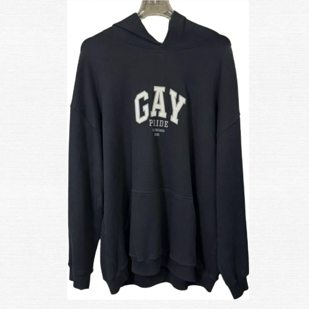 未使用 Balenciaga/巴黎世家 GAY恶搞gap黑色连帽卫衣/xs码/71208