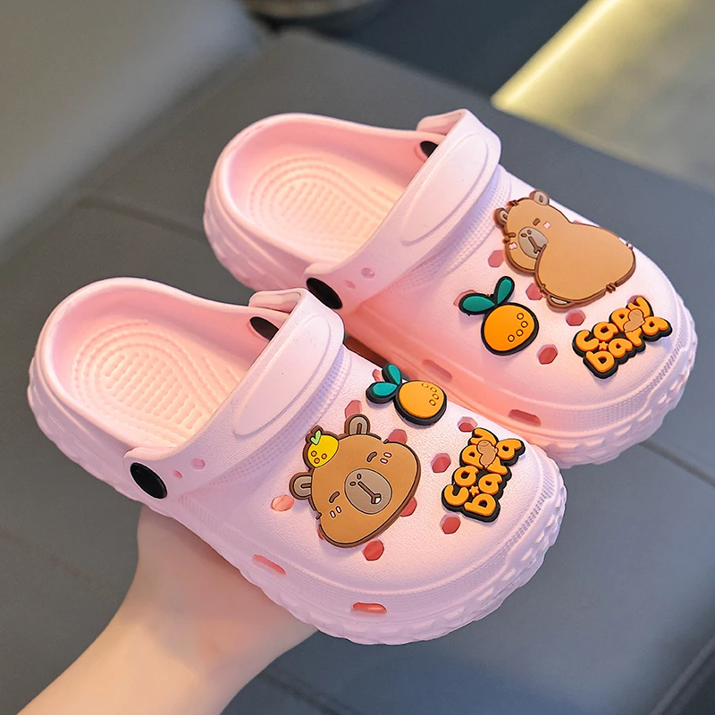 儿童洞洞拖鞋夏可爱男女童浴室内洗澡防滑外穿小孩包头亲子凉拖鞋