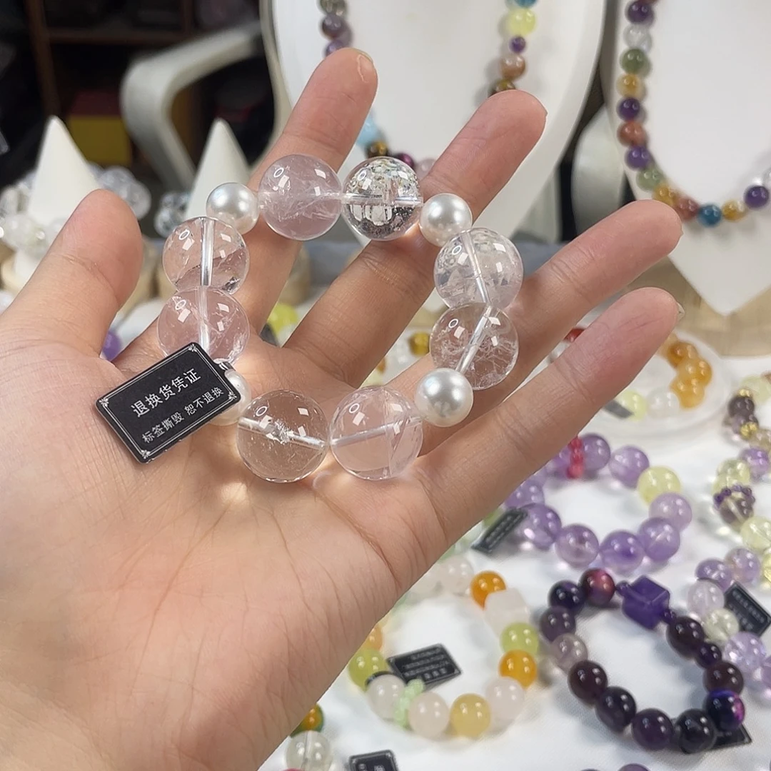 银S925镶嵌手链烟晶