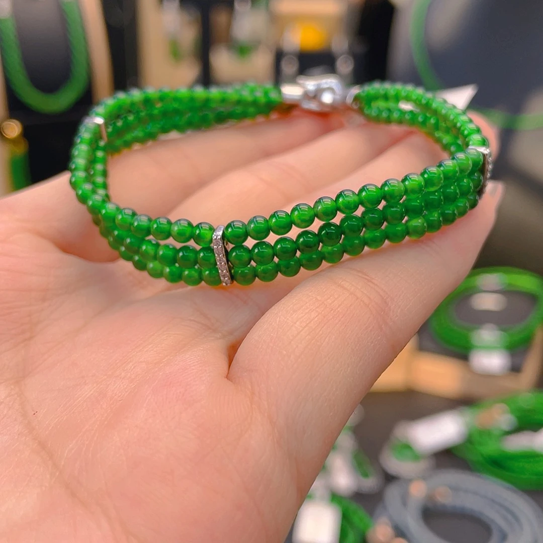 翡翠手链银S925镶嵌卡3