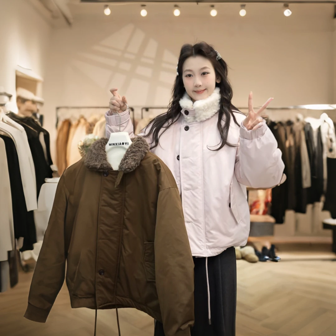 闵笑一【小岛月落】新款新国标羽绒温柔设计感休闲外套夹克上衣