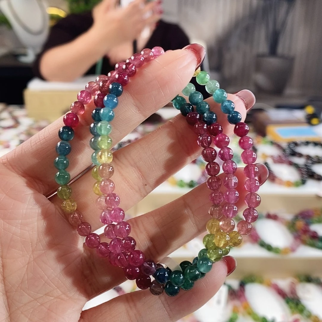 碧玺手串未镶嵌G2353三圈颜色微差