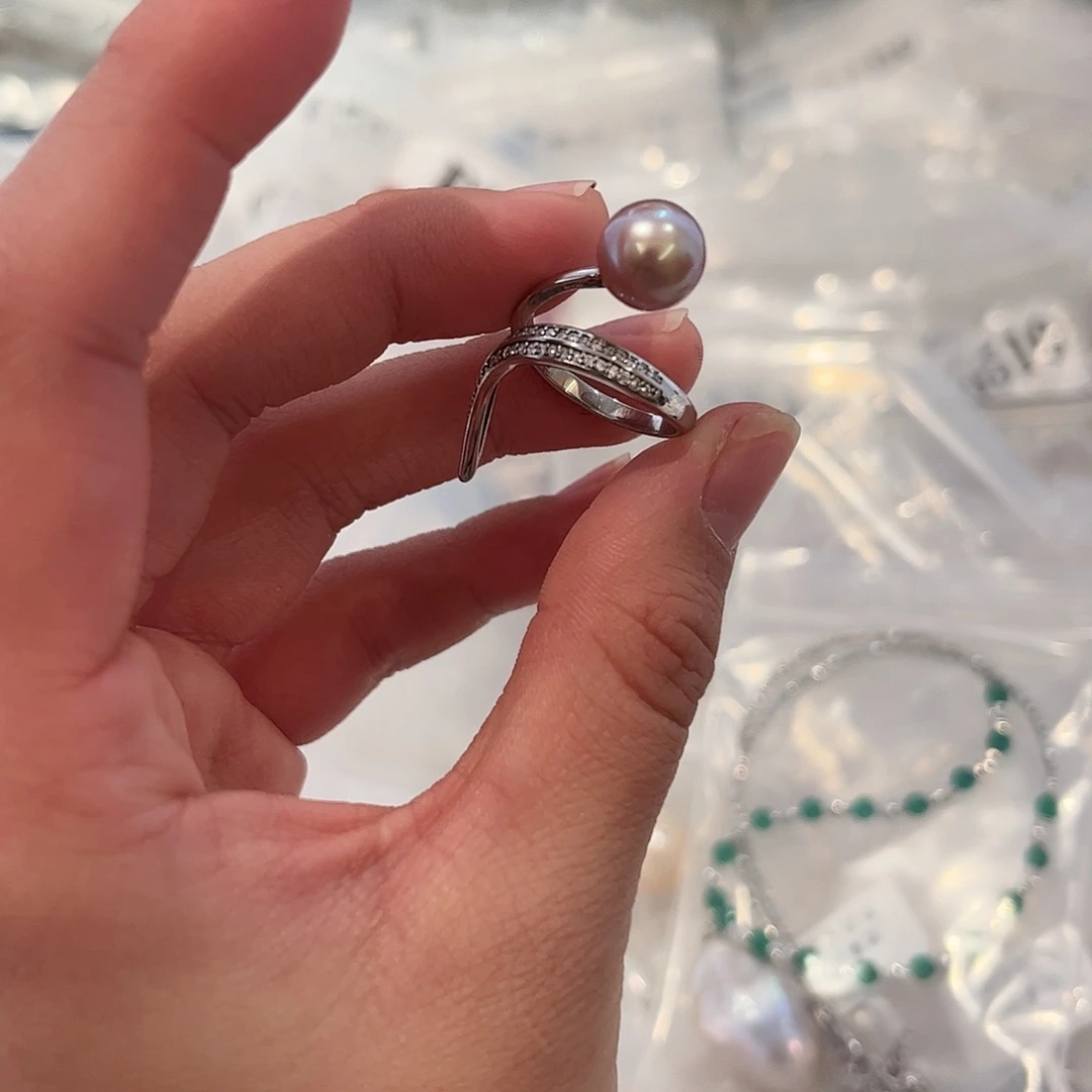 淡水珍珠戒指银S925镶嵌