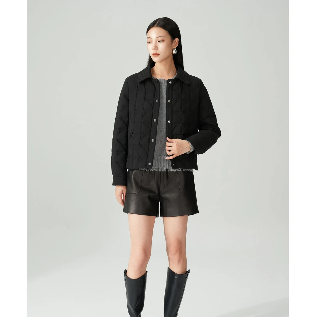 轻薄羽绒服女2025冬季新款小香风翻领夹克羽绒服外套