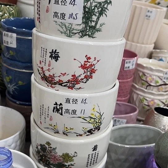 多肉绿植陶瓷花盆9.9包邮，有孔