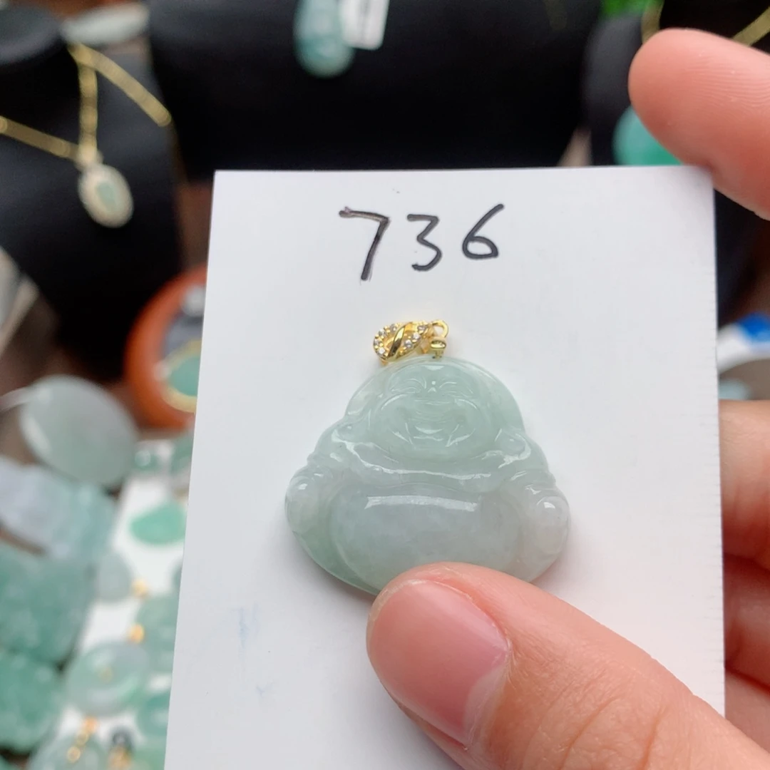 翡翠颈饰银S925镀金镶嵌吊坠