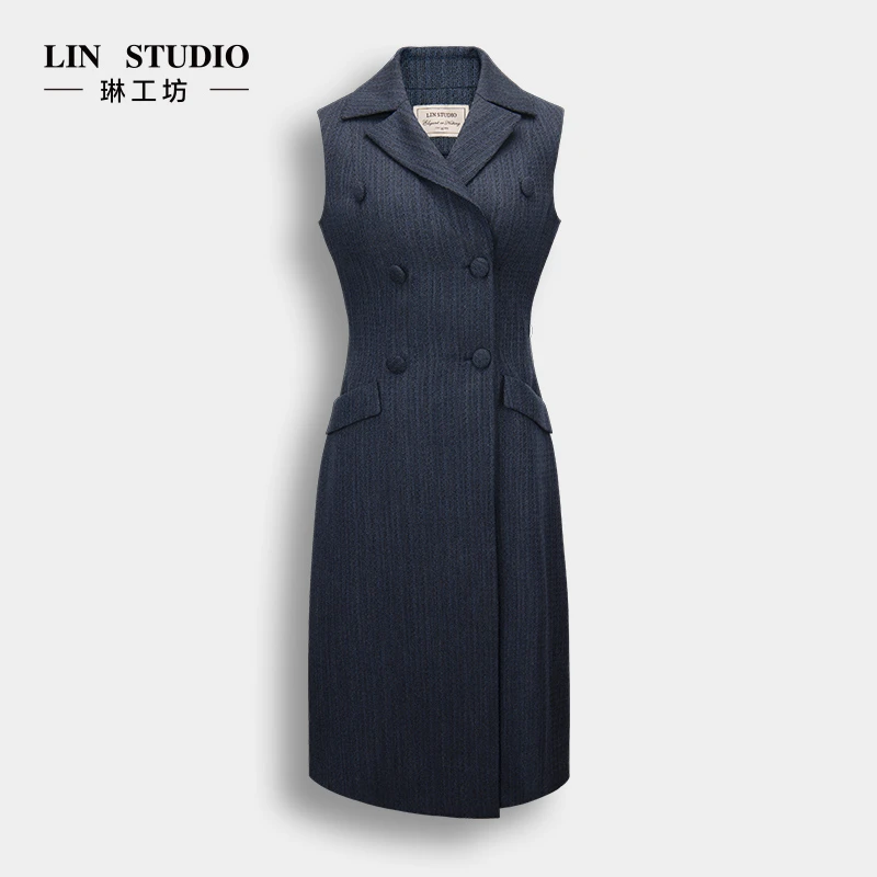 【特殊活动款 不支持退换】琳工坊西服领马甲连衣裙无袖
