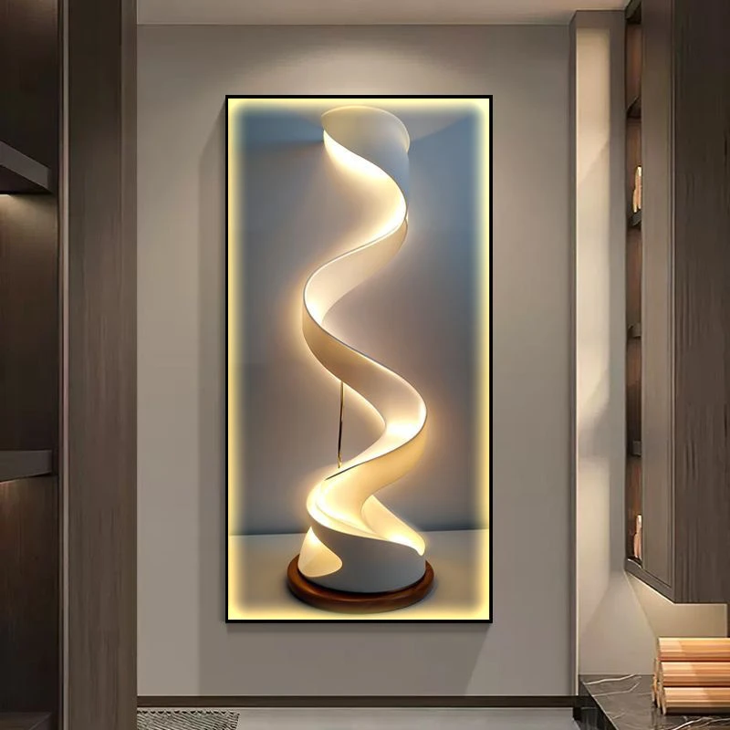 艺术玄关装饰画高级感客厅过道楼梯壁画抽象轻奢现代走廊挂画灯画