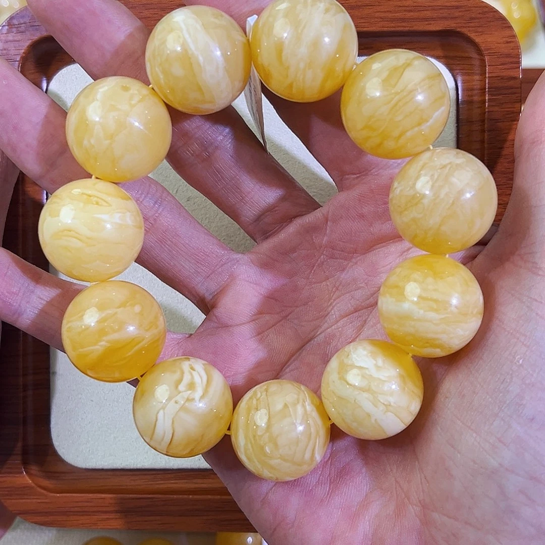 随***心手串蜜蜡未镶嵌22虎皮手串