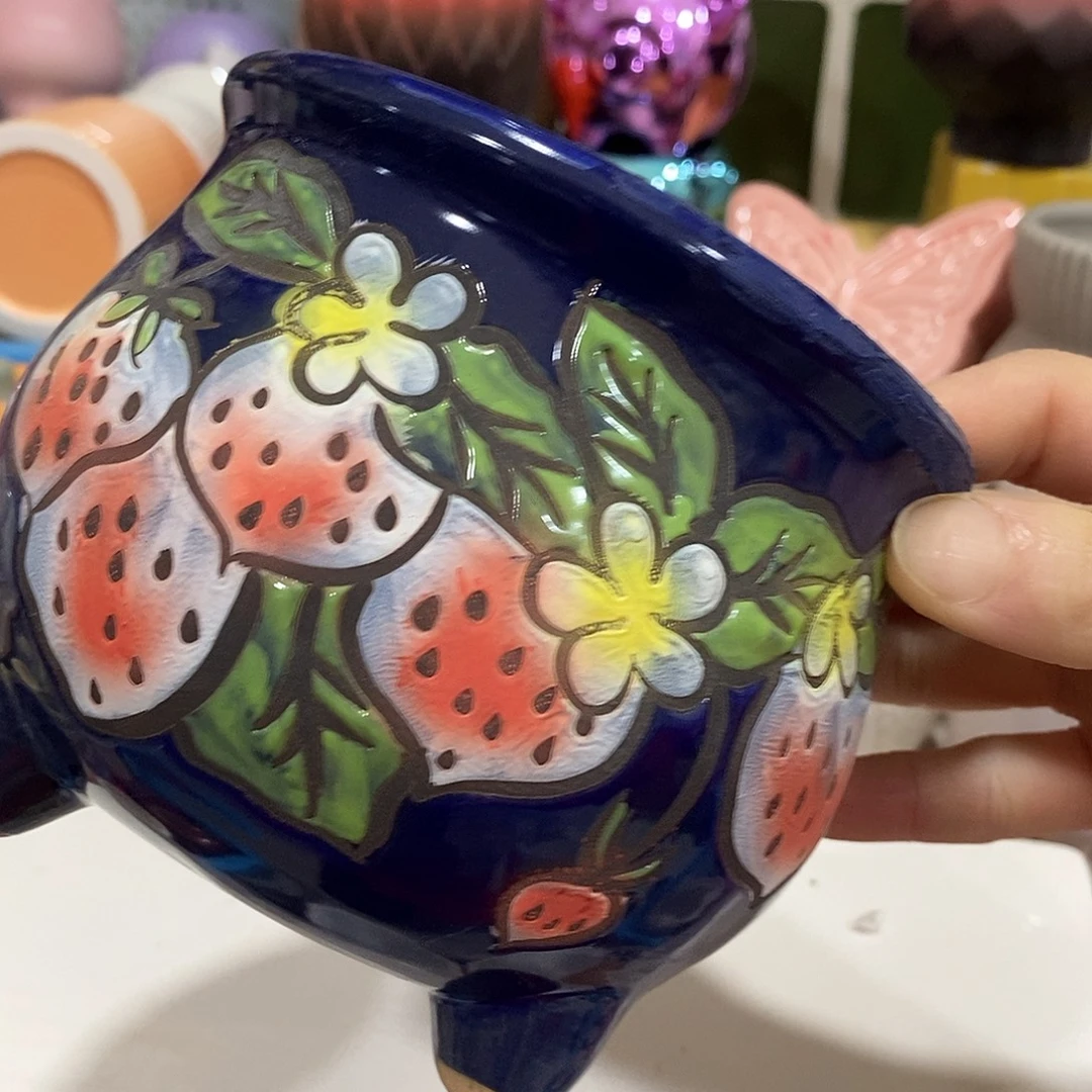 陶杯子陶盆有孔 瑕疵介意勿拍