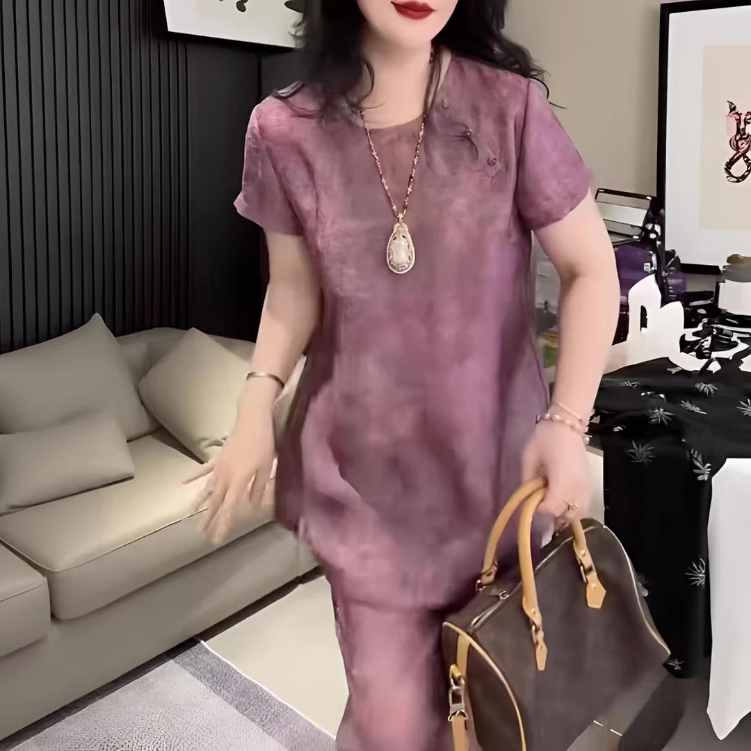 中国风时尚新中式女装时尚套装休闲宽松连衣裙提花