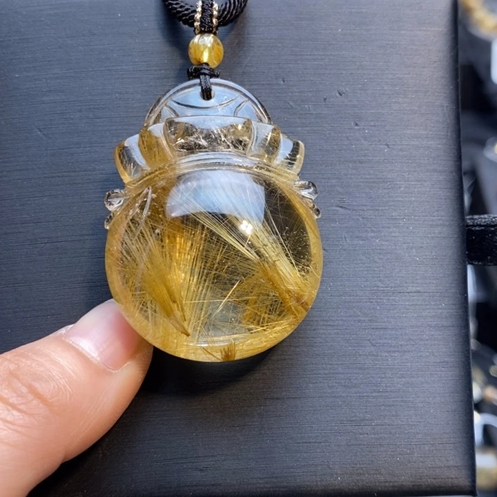 颈饰未镶嵌发晶金发晶福袋吊坠