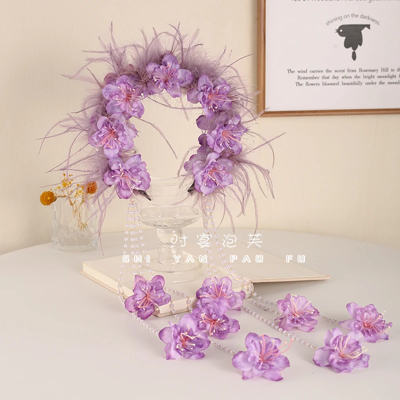 泡芙簪花发箍超仙灵动发箍流苏花朵羽毛头箍精致欧若风压发箍