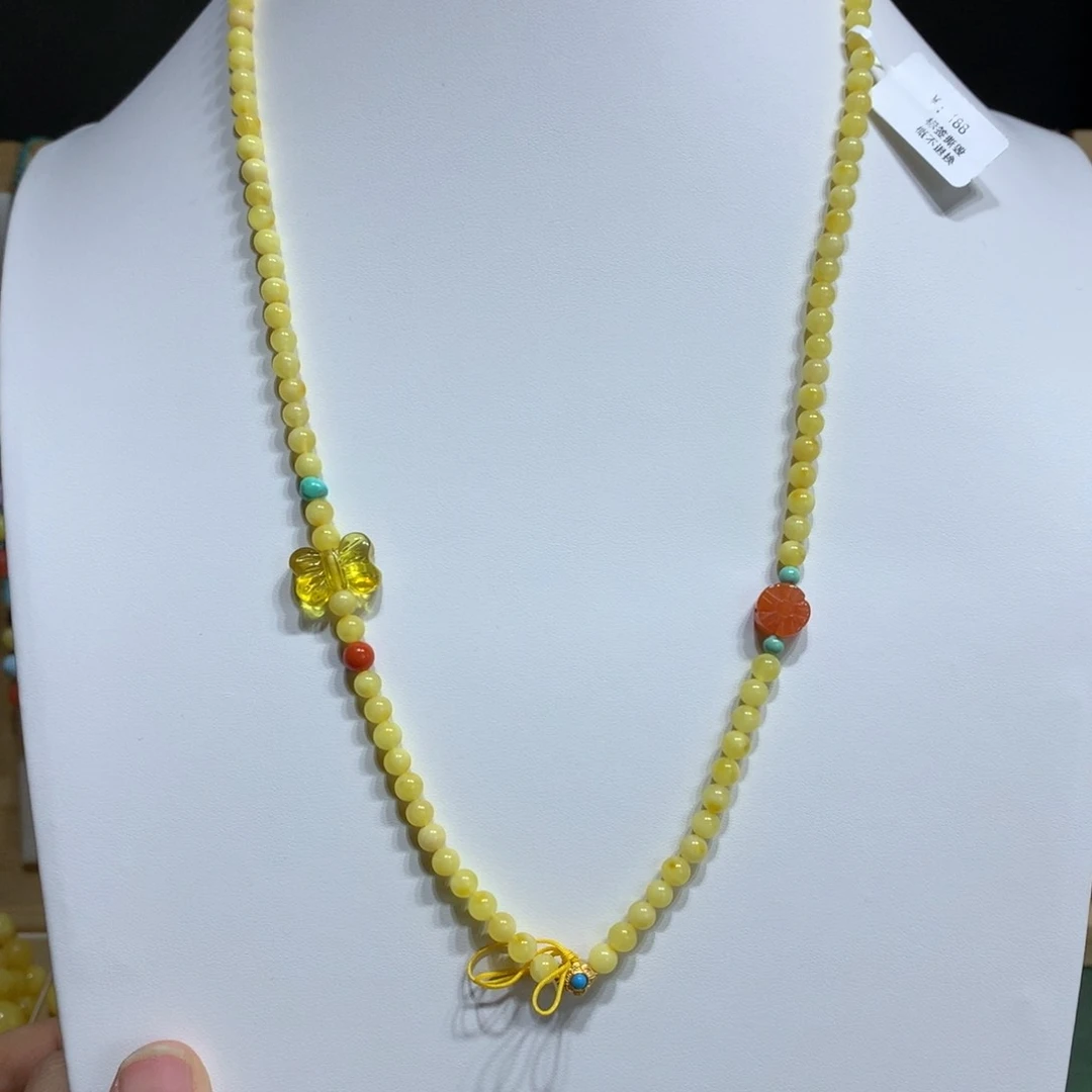 琥珀颈饰银S925镀金镶嵌万能链