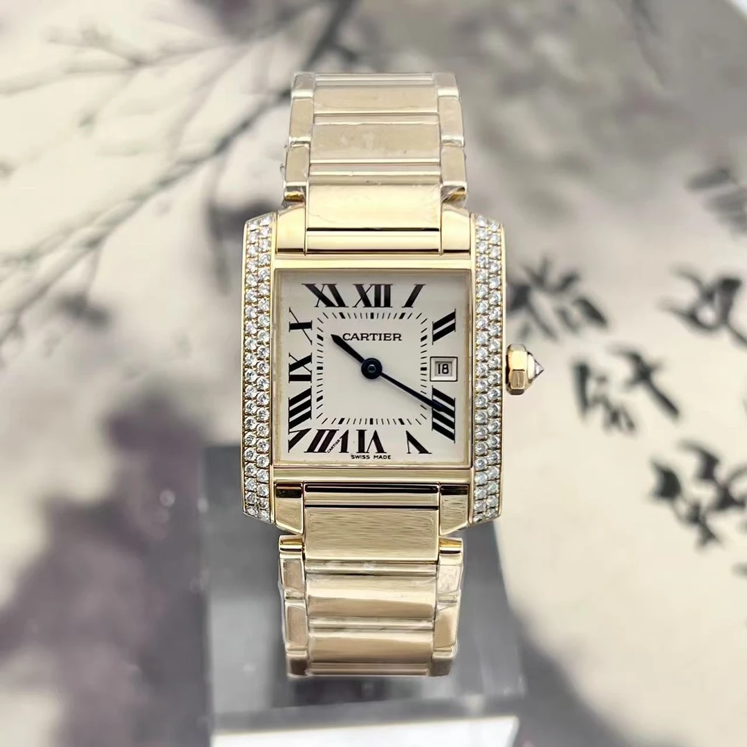 99新 Cartier/卡地亚 单表 25x30mm 坦克 WE1017R8 18k黄金 原钻
