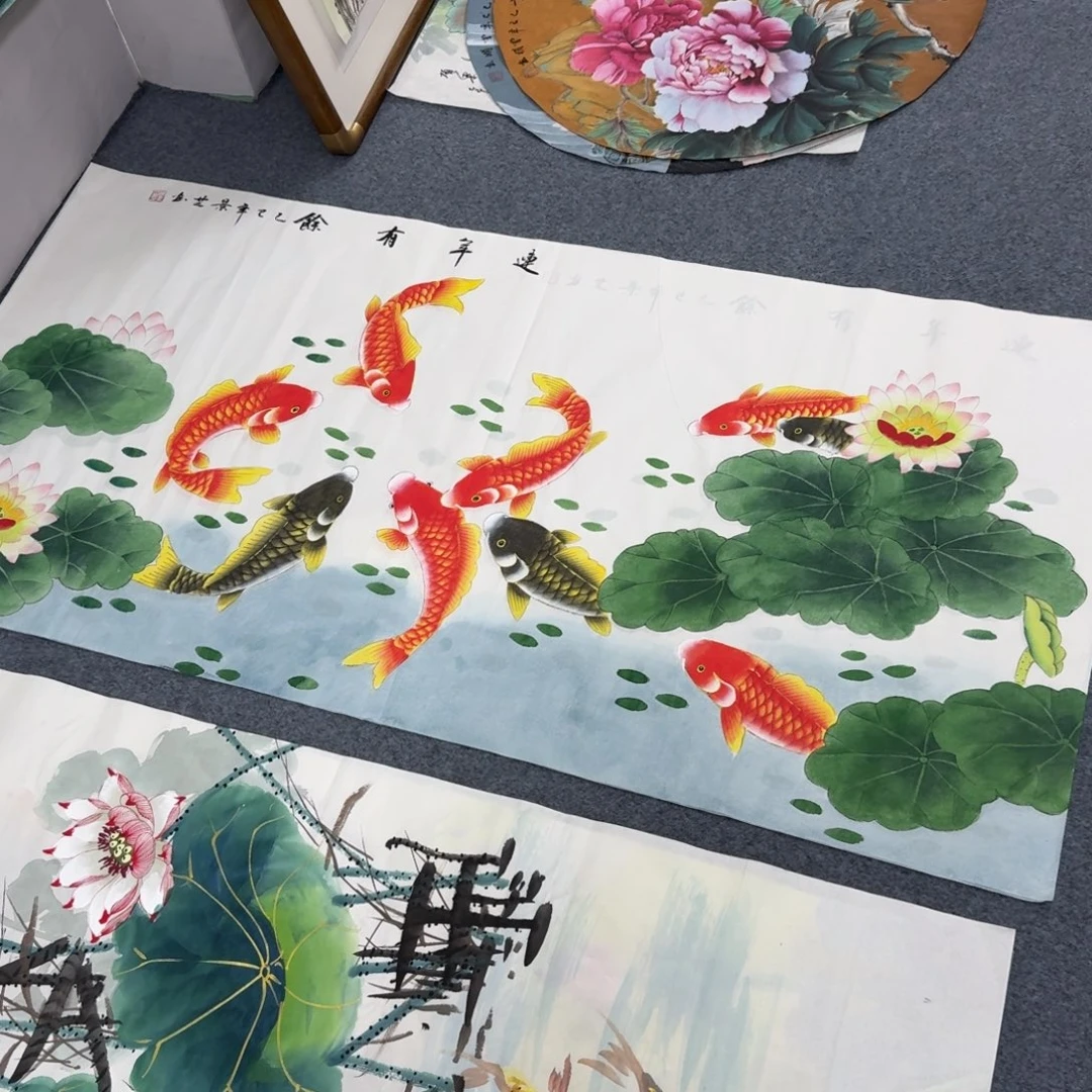 国画四尺尺寸70X140纯手绘作品