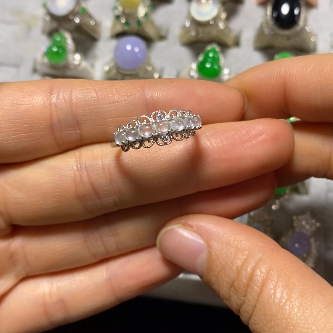 翡翠银S925镶嵌戒指戒指