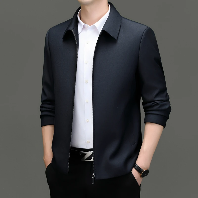 俊者高端春秋款男士短版行政夹克男装商务休闲抗皱翻领夹克外套