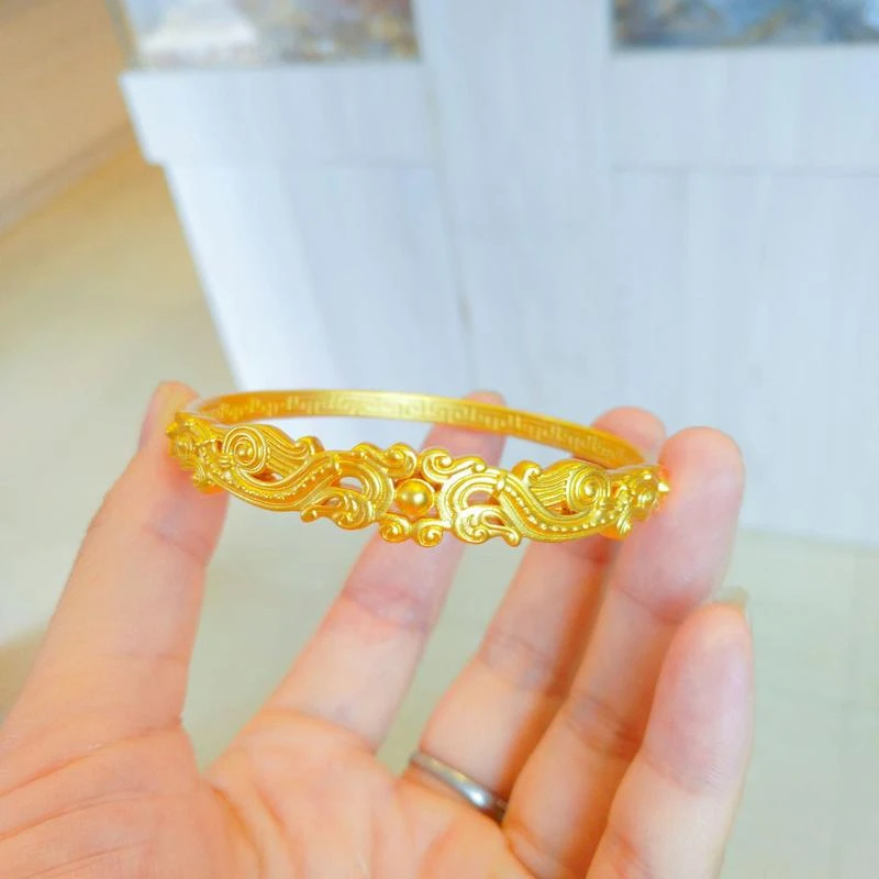 黄铜手镯 时尚气质龙卷云舒时尚手镯古饰感高级法实心款国潮搭