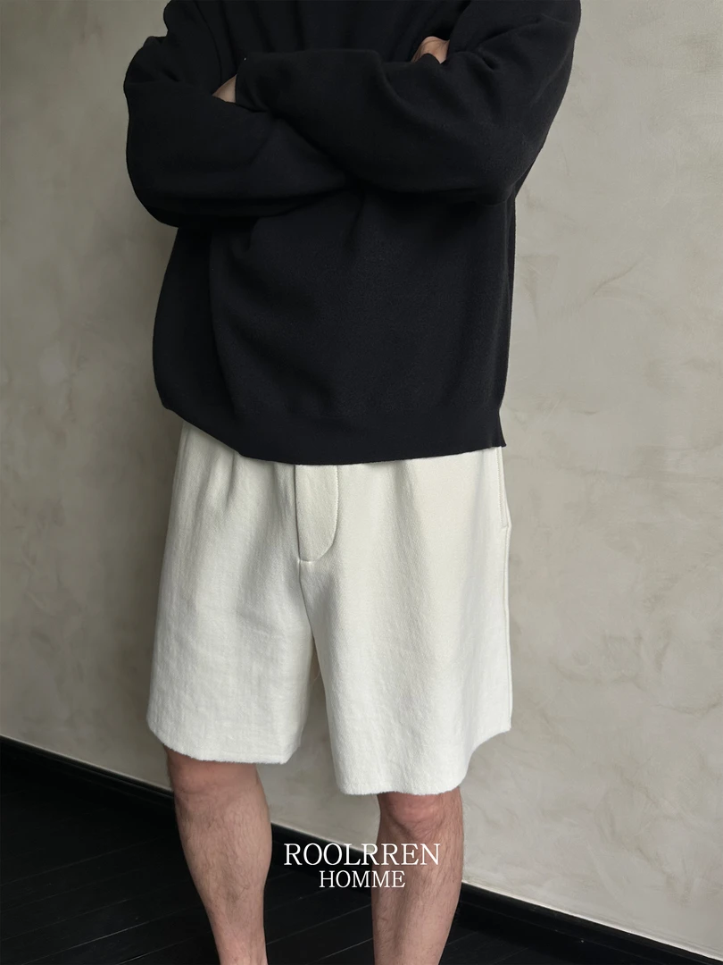 ROOLRREN  SMOOTH SOFT 柔软舒适通勤慵懒松弛针织松紧腰抽绳短裤