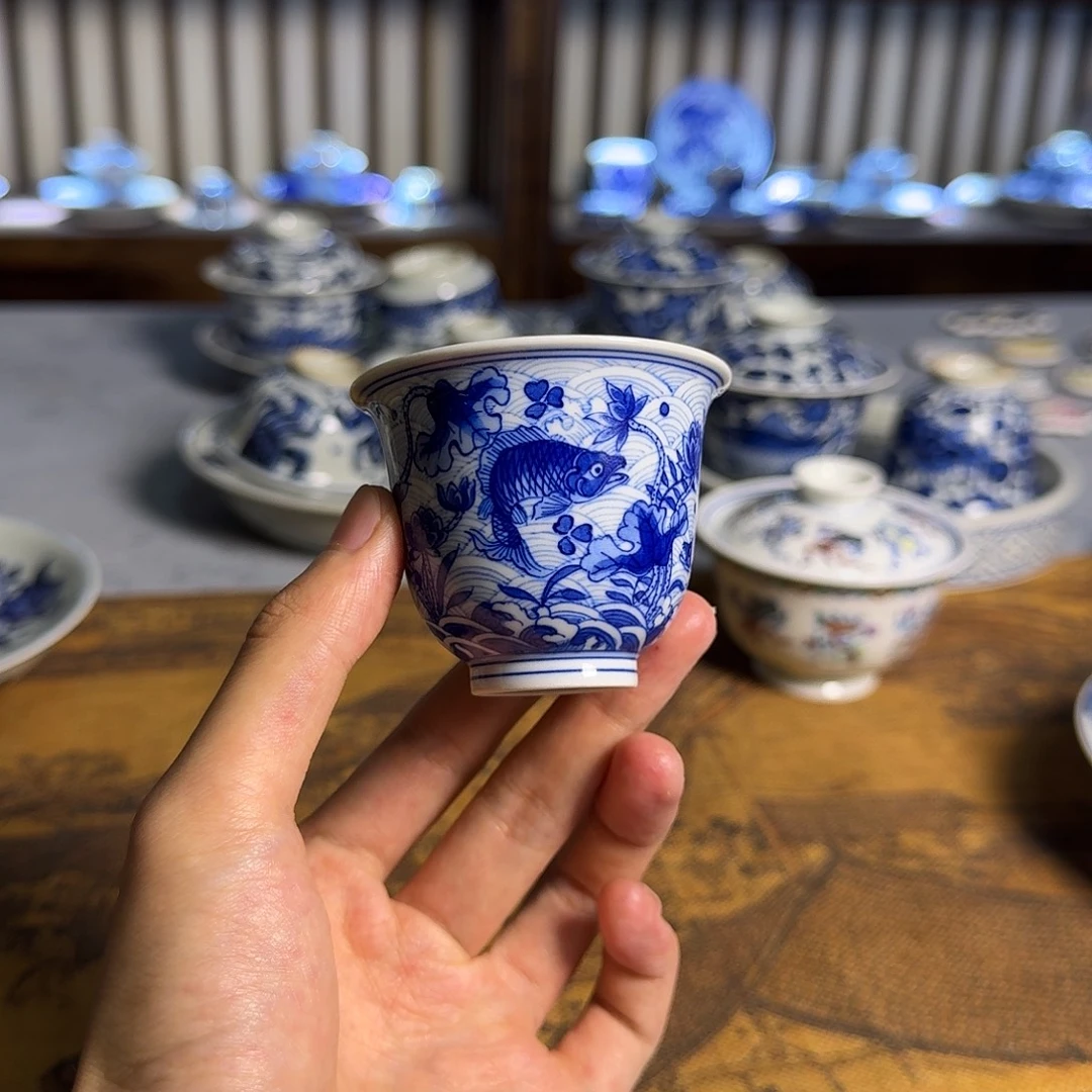 明逸堂青花鱼藻铃铛杯