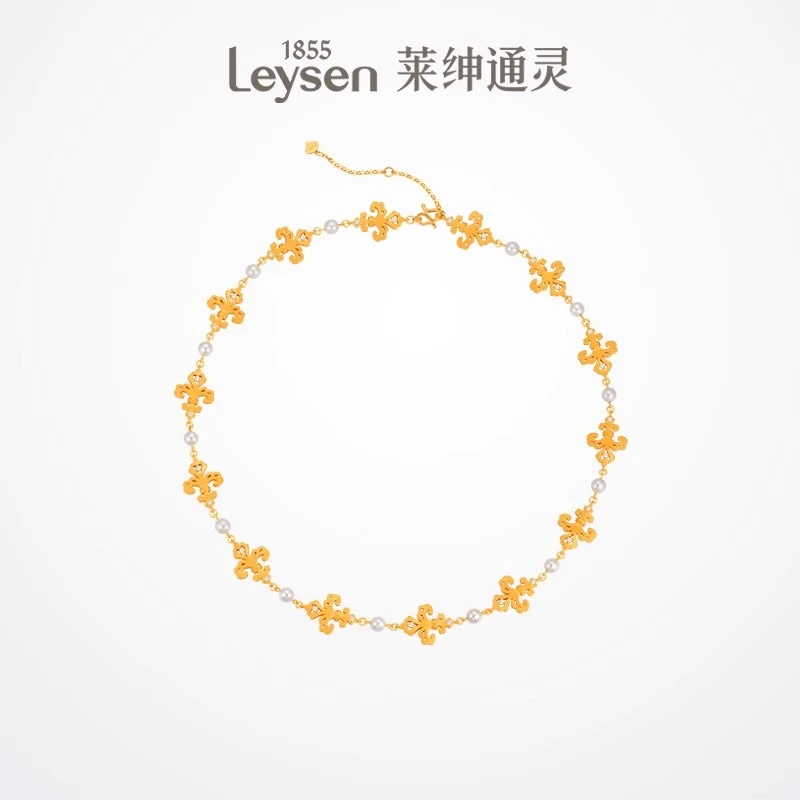 【商场同款】莱绅通灵传世金花嫁 鸢尾花开 999足金黄金钻石项链
