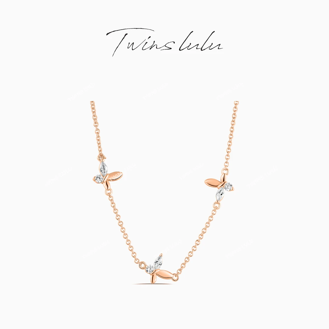 TWINS LULU 925银 镀k金 时尚精致简约设计感气质蝴蝶项链TSJ9619