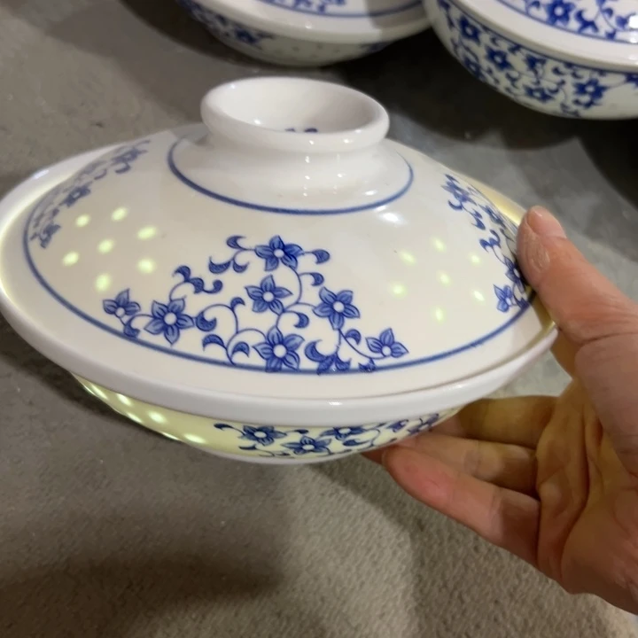 陶青花玲珑8寸紫荆花和气