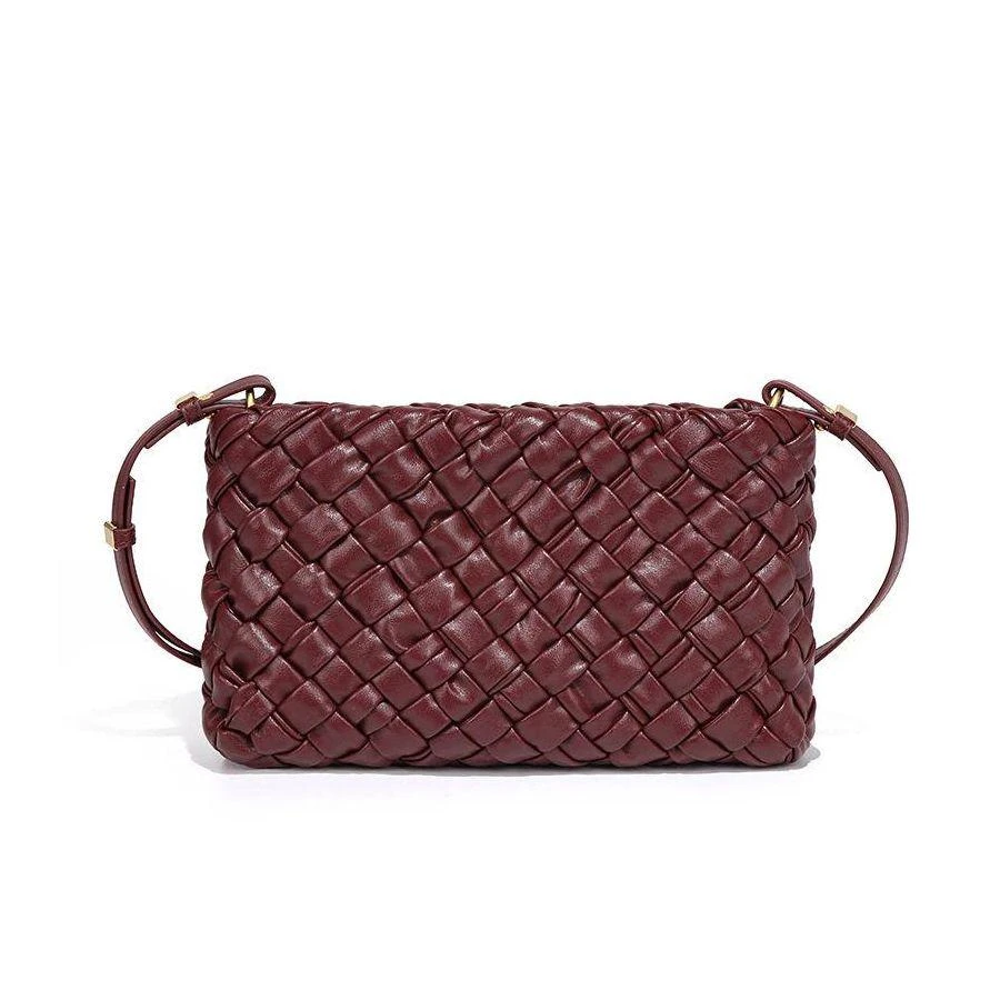 时尚单肩1C259酒红色轻奢斜挎女包手机包钱包