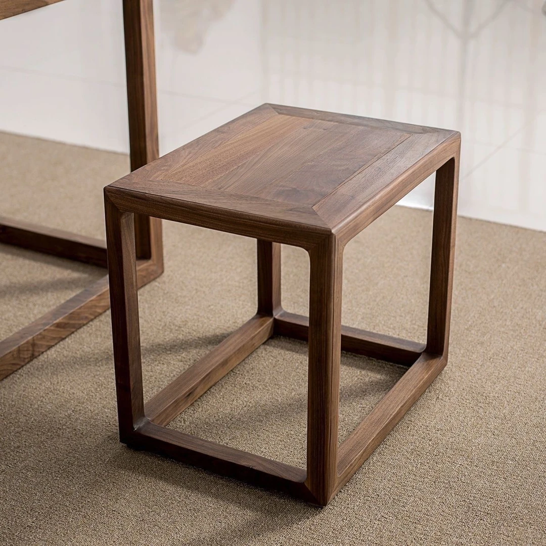 木锦栖新中式榆木方凳梳妆家用换鞋茶室禅意客厅简约实木凳子
