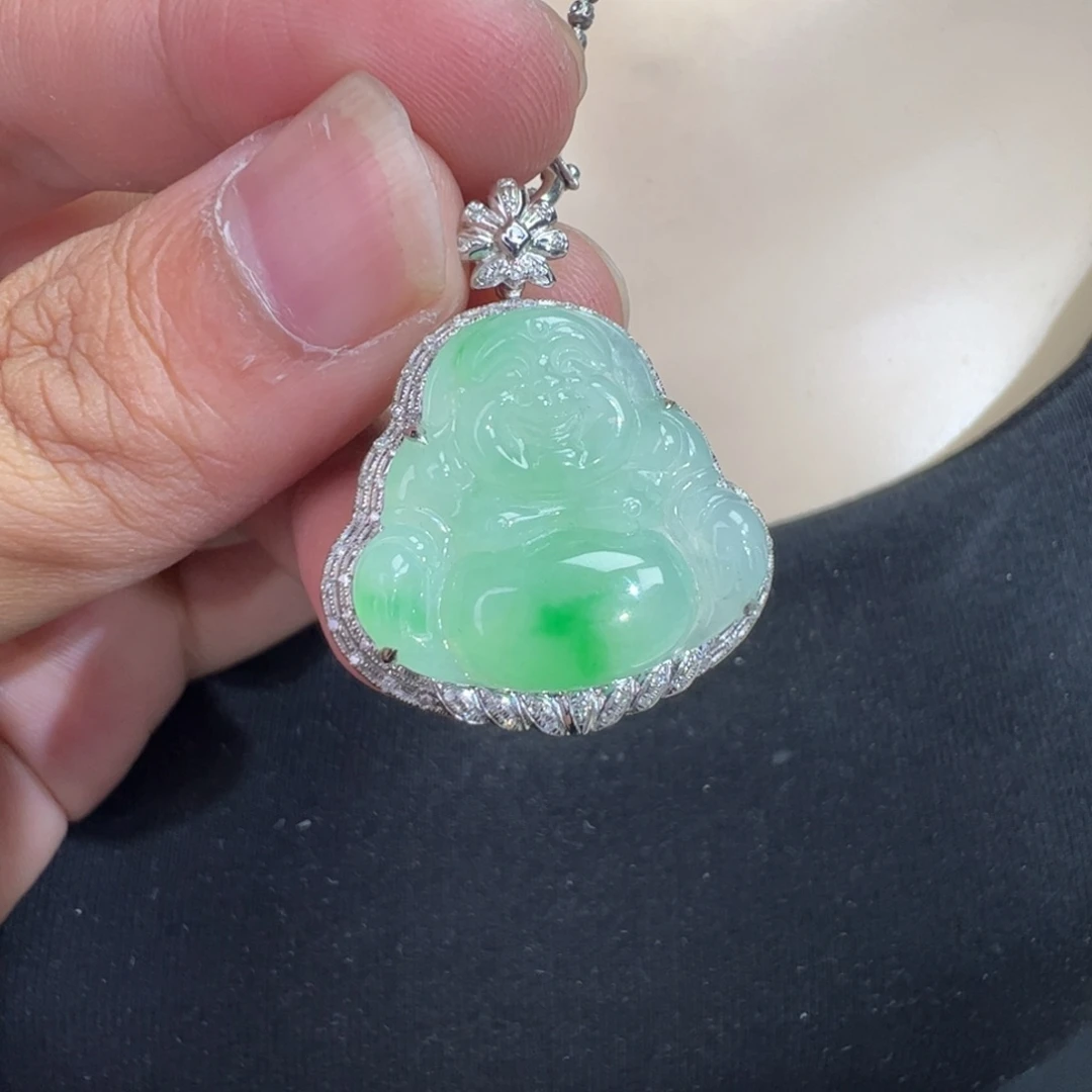 翡翠18K金镶嵌吊坠(不含链)