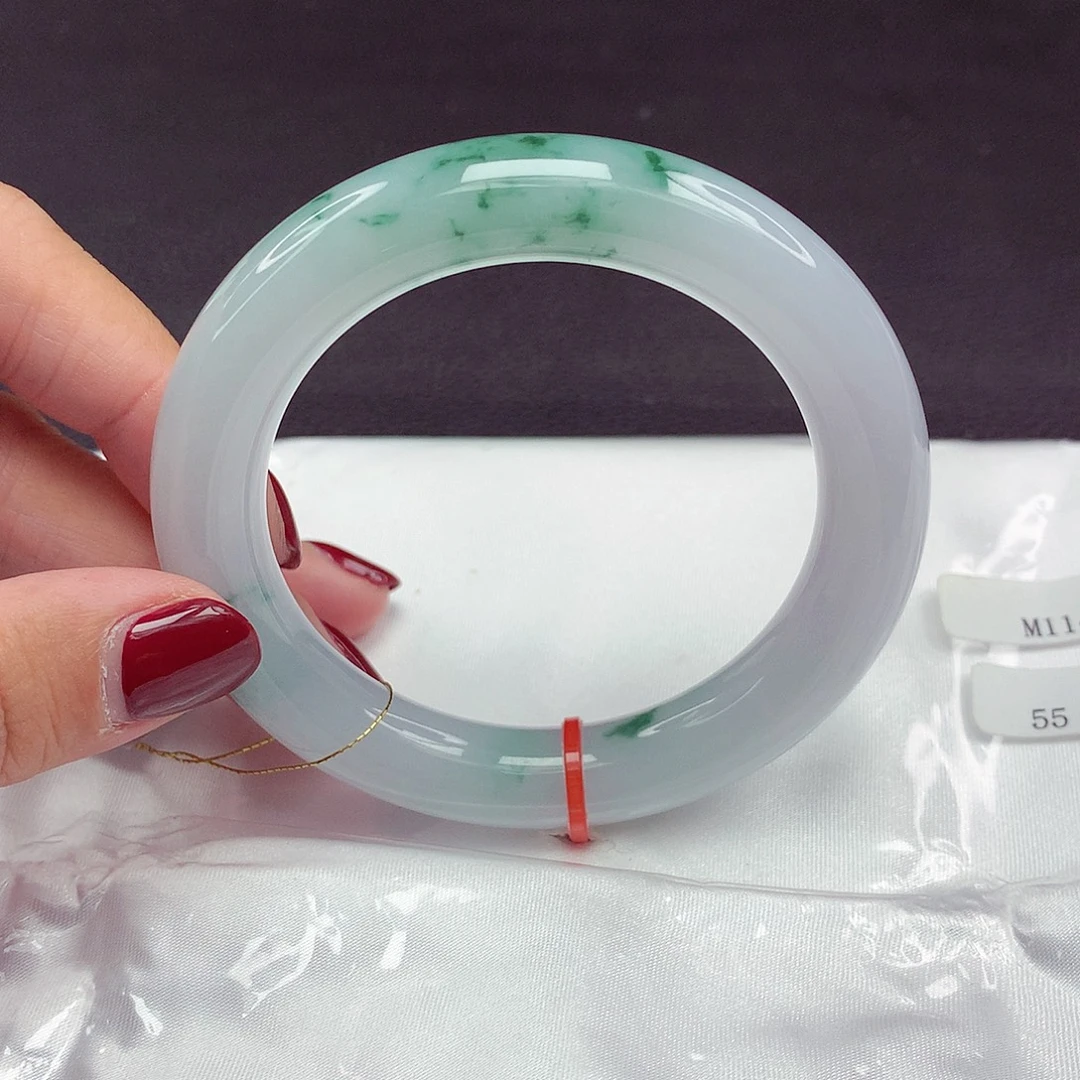 翡翠未镶嵌手镯55圈圆条821