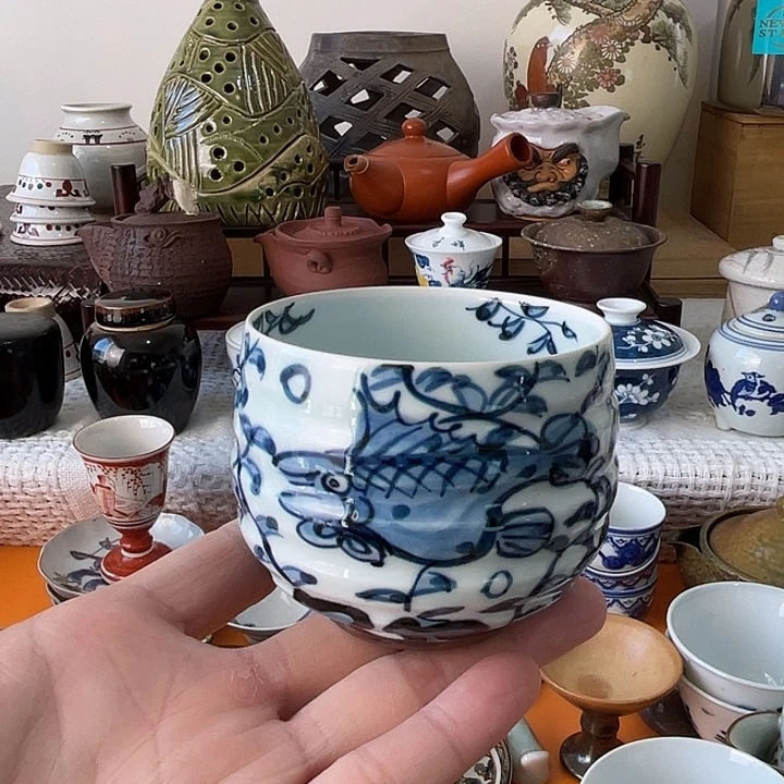 瓷片鱼藻杯子好看的哦