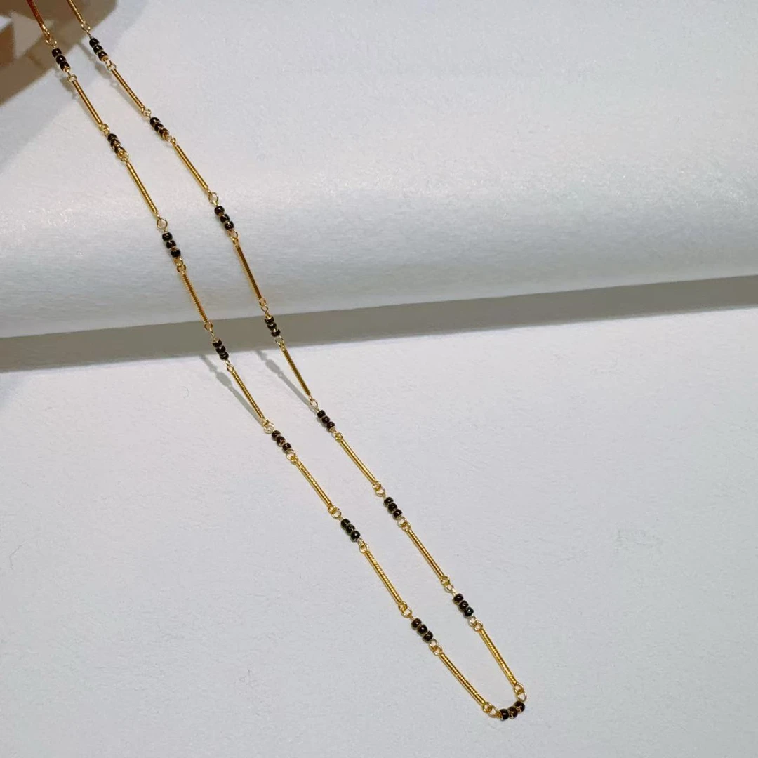 精品5G足金竹节珠珠项链698