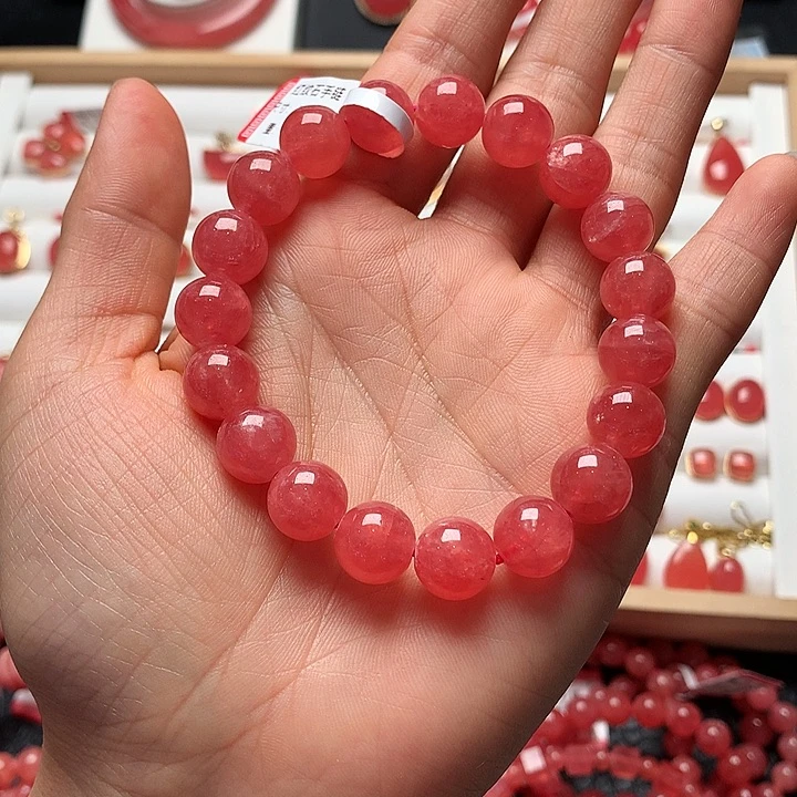 菱锰矿（红纹石）未镶嵌手绳