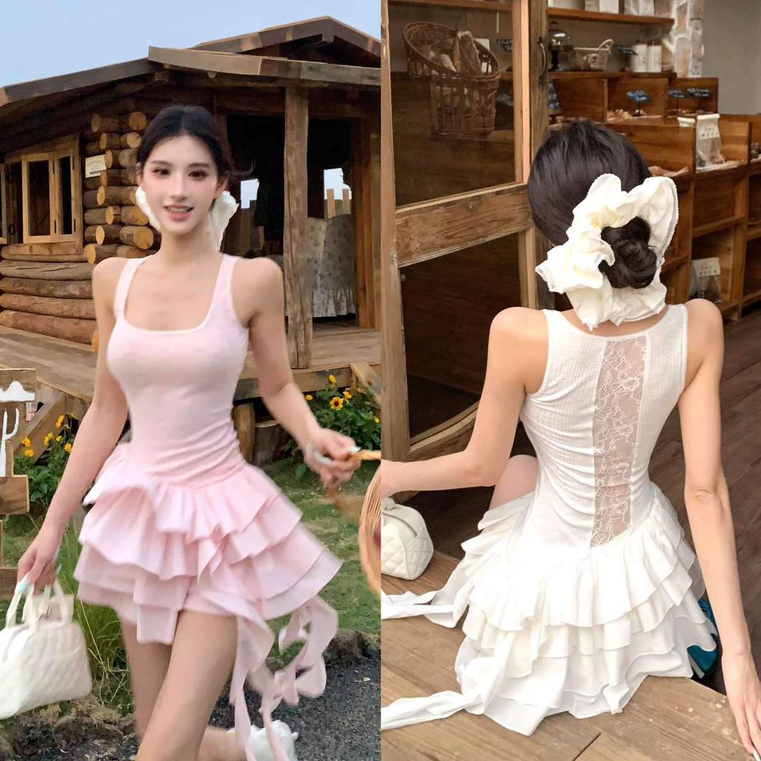 灰尘邓邓 甜美花边女纯欲荷叶边蓬蓬蛋糕a字短裙D25Q0979