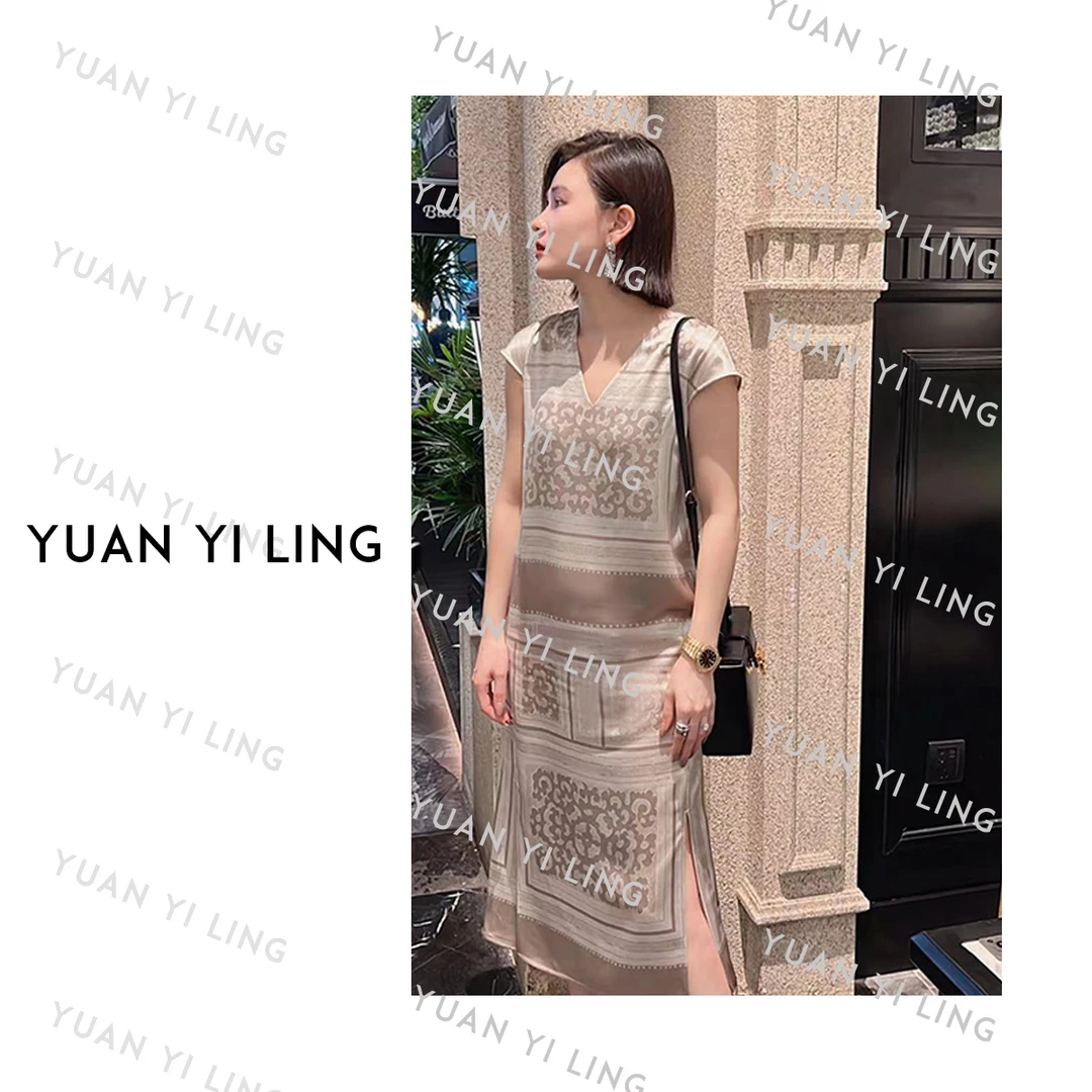 袁艺灵【独立设计师】醋酸佩斯利图腾花纹优雅女连衣裙设计82