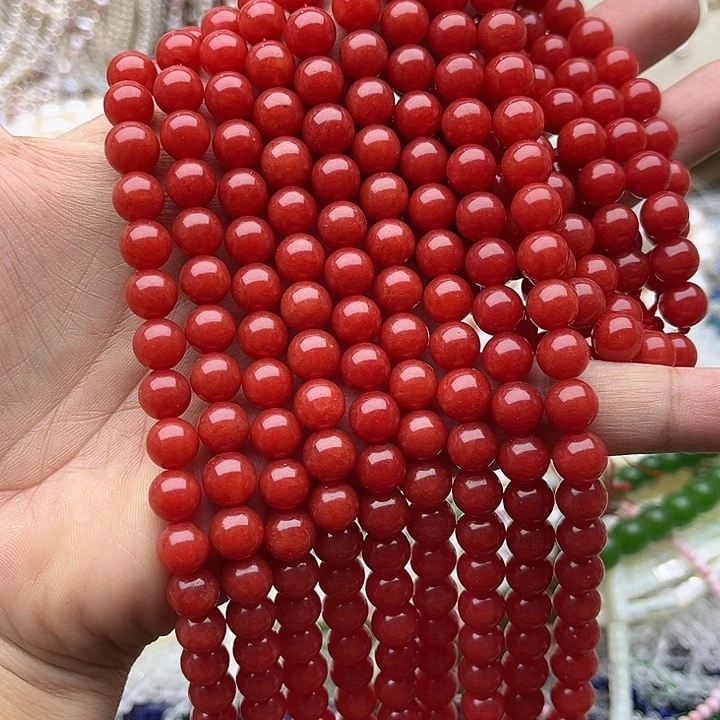 玛瑙/玉髓未镶嵌珠宝半成品一条8mm左右南红