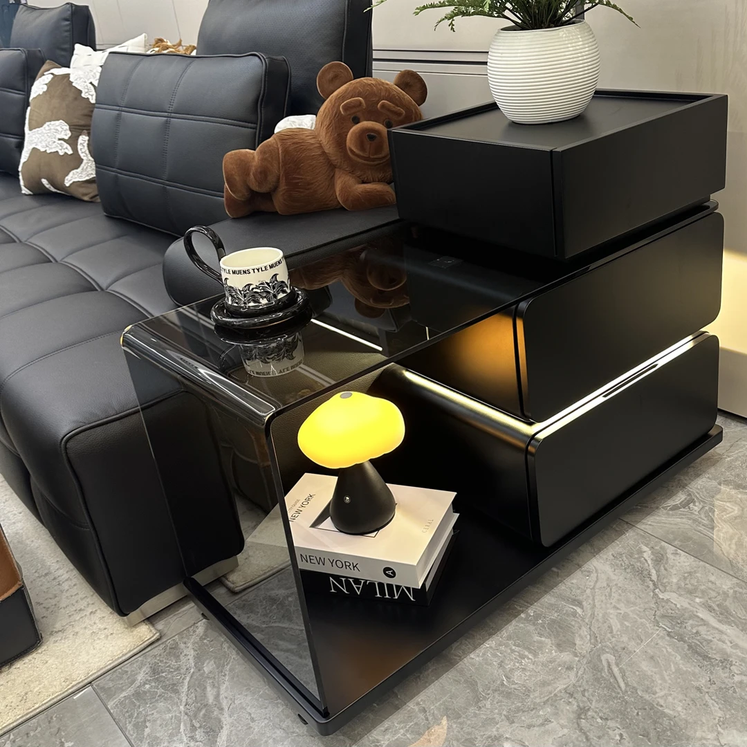 【锦禾矮柜款】烤漆意式轻奢简约角几边几家用茶几可移动储物边柜