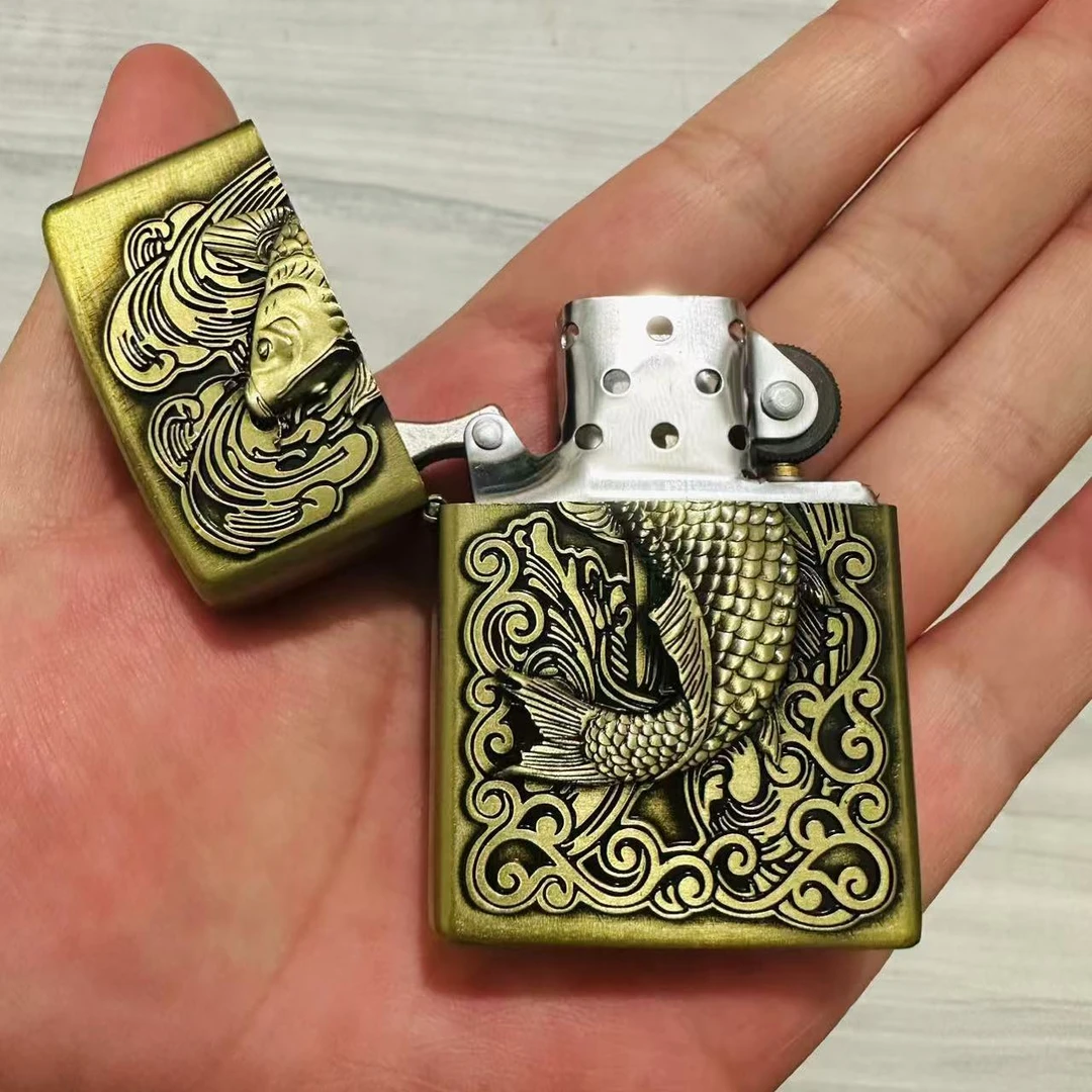 浮雕青铜色鲤鱼 煤 油 打火机（需自行加油）
