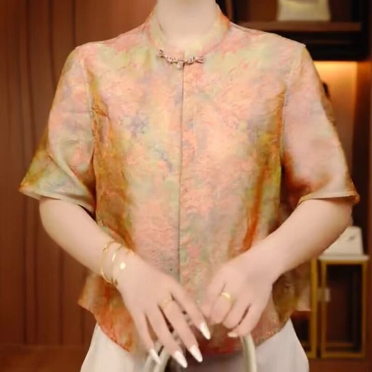 新中式国风优雅轻奢印花衬衫2025夏季新款时尚气质上衣潮