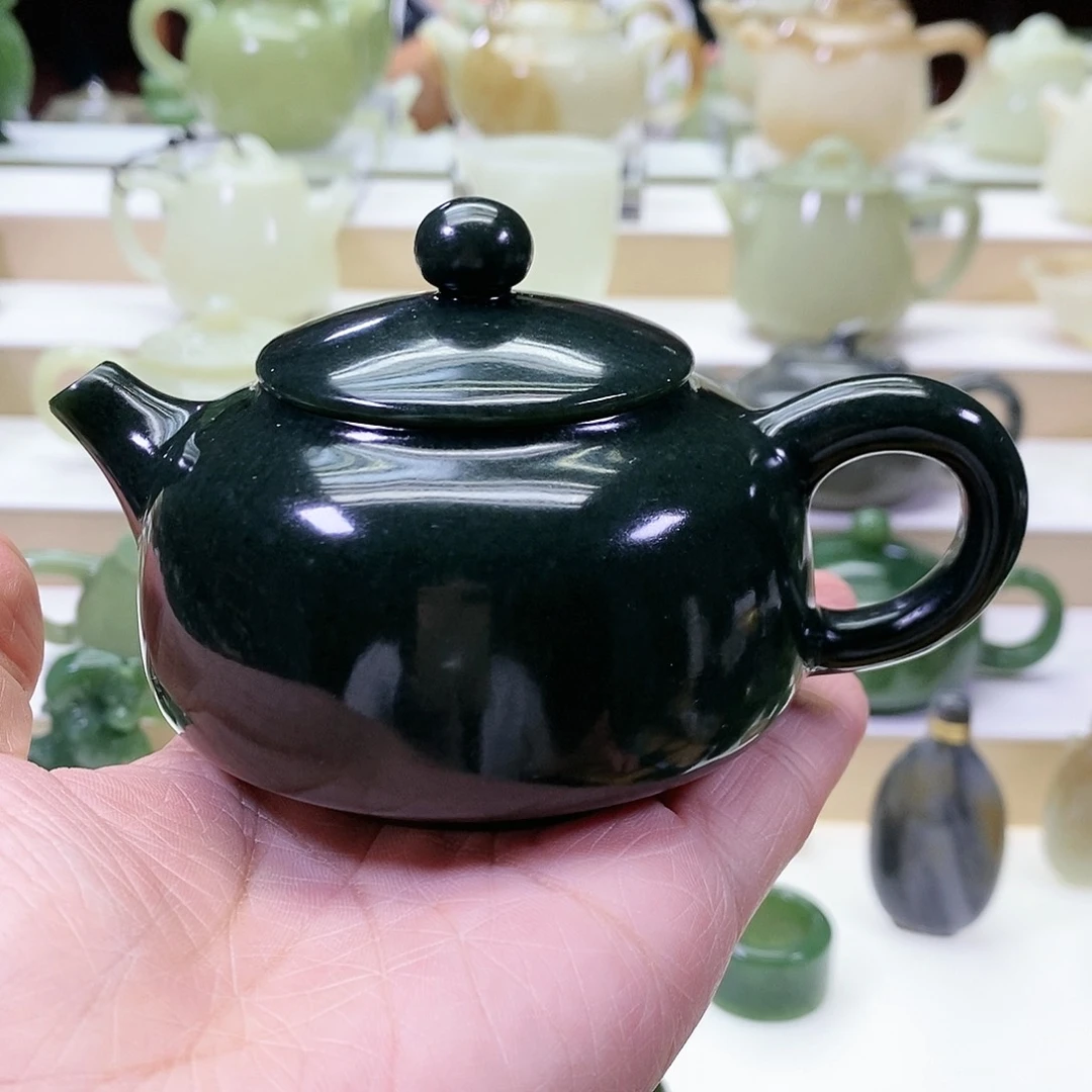 和田玉未镶嵌挂件茶壶170ml