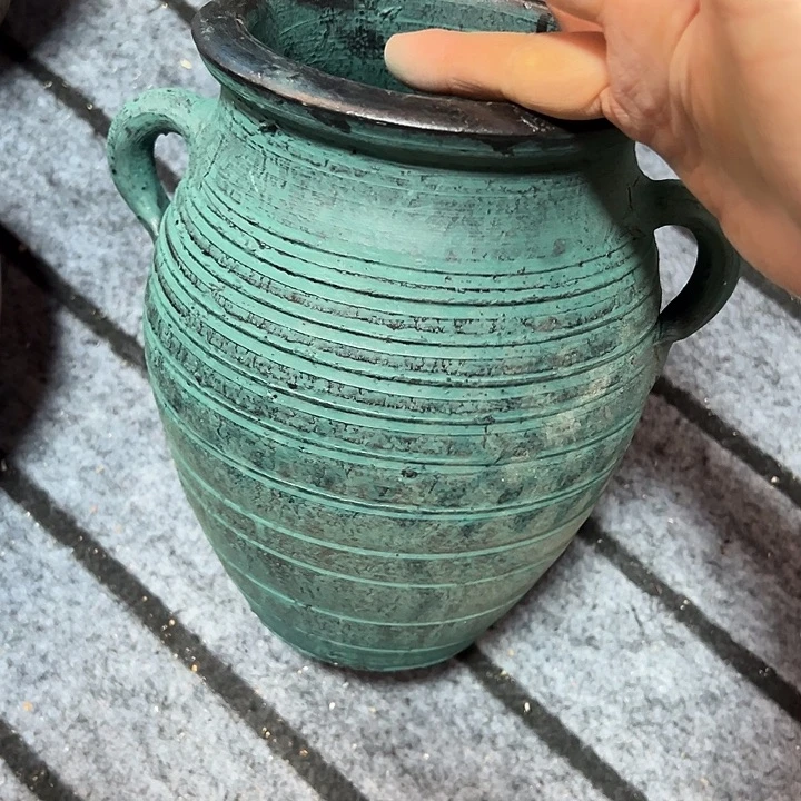 绿色双耳高21口14带孔