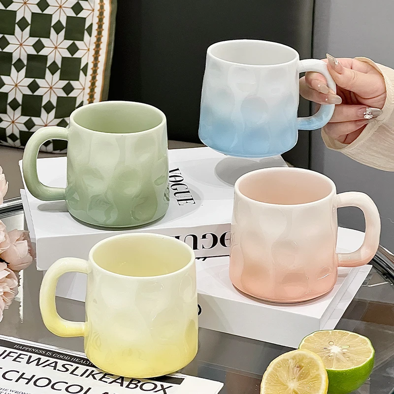 GAGI新款牛奶杯高颜值渐变色陶瓷水杯情侣马克杯办公室咖啡杯送礼