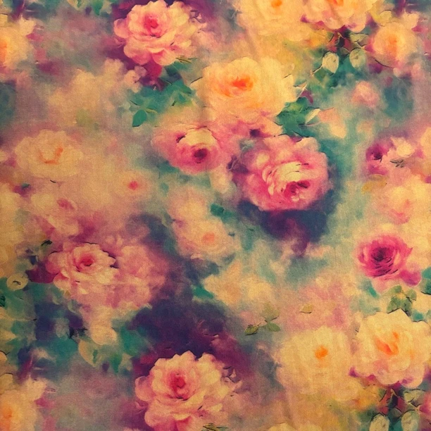 金小兔高密染底贡缎晕染油画牡丹花面料